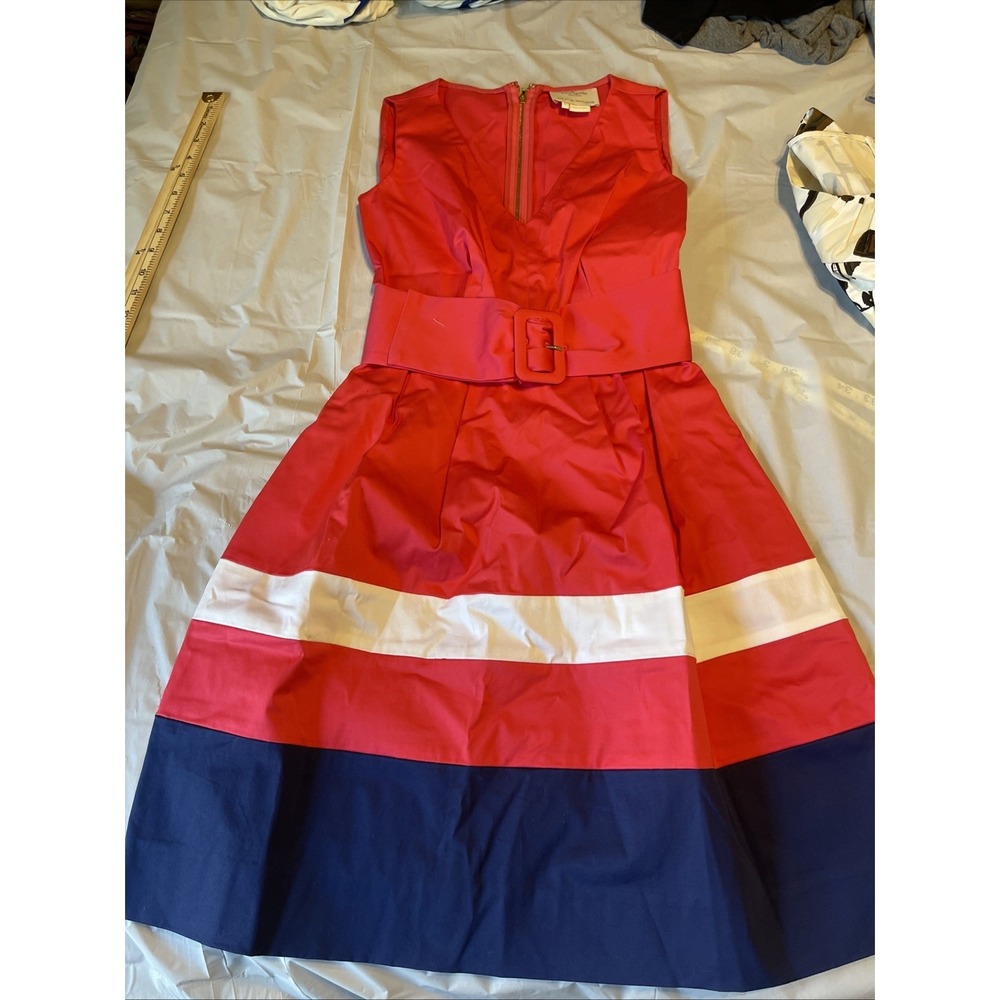 kate spade women sleeveless Dress Size 0 Pink With White Blue Stripes